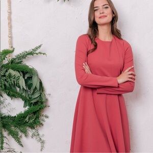 Gal Meets Glam Greer Long Sleeve A-Line Dress in Pink,‎ Size 6